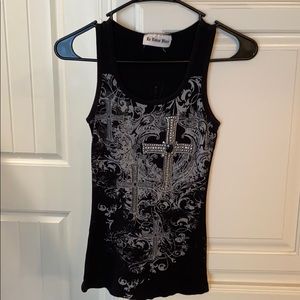 Le Lotus Bleu Cross Tank Top